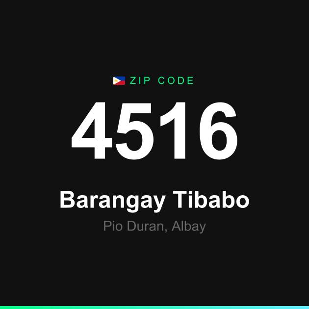 Shareable ZIP code 4516 card for Barangay Tibabo