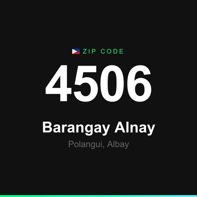 Shareable ZIP code 4506 card for Barangay Alnay