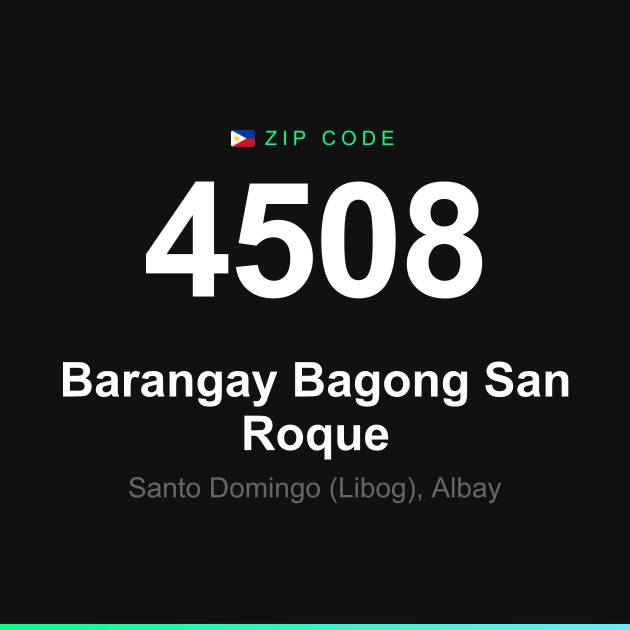 Shareable ZIP code 4508 card for Barangay Bagong San Roque