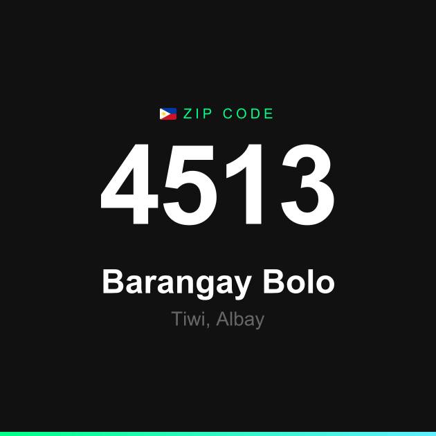 Shareable ZIP code 4513 card for Barangay Bolo