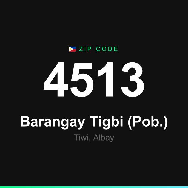Shareable ZIP code 4513 card for Barangay Tigbi (Pob.)