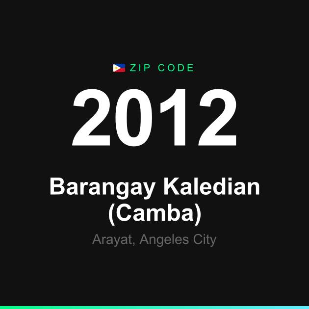 Shareable ZIP code 2012 card for Barangay Kaledian (Camba)