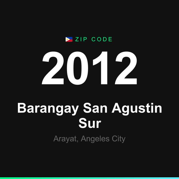 Shareable ZIP code 2012 card for Barangay San Agustin Sur
