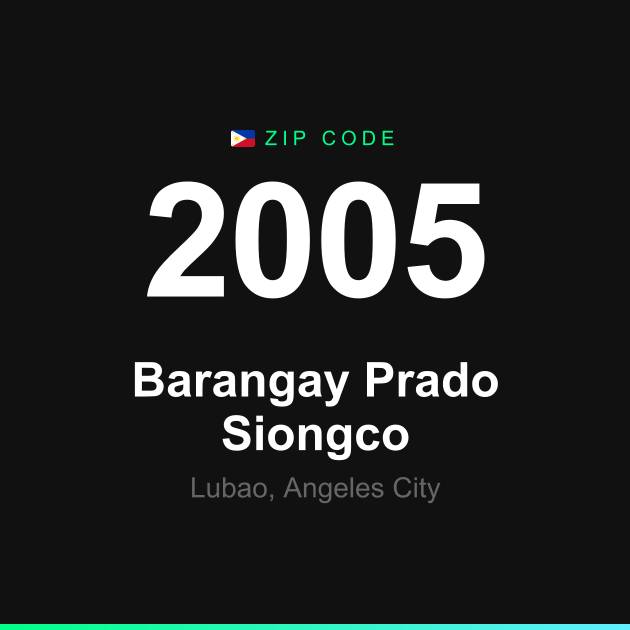 Shareable ZIP code 2005 card for Barangay Prado Siongco