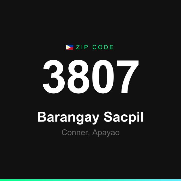 Shareable ZIP code 3807 card for Barangay Sacpil