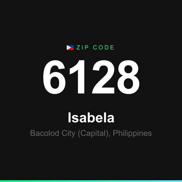 Shareable ZIP code 6128 card for Isabela