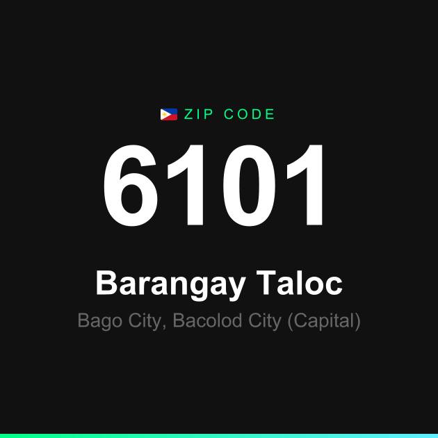 Shareable ZIP code 6101 card for Barangay Taloc