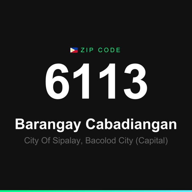 Shareable ZIP code 6113 card for Barangay Cabadiangan