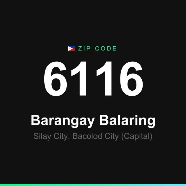 Shareable ZIP code 6116 card for Barangay Balaring
