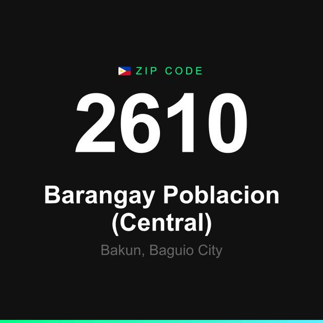 Shareable ZIP code 2610 card for Barangay Poblacion (Central)
