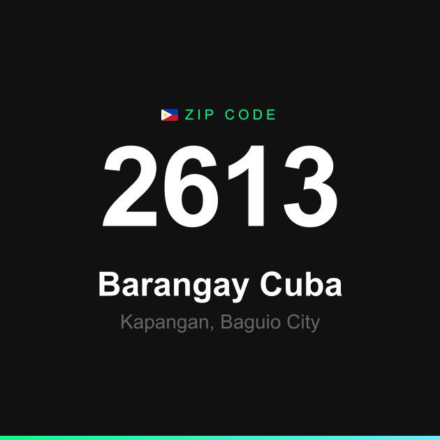 Shareable ZIP code 2613 card for Barangay Cuba