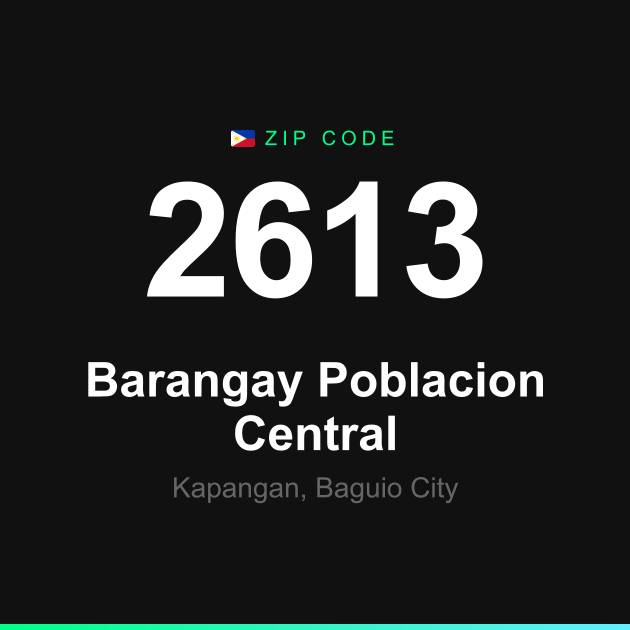 Shareable ZIP code 2613 card for Barangay Poblacion Central