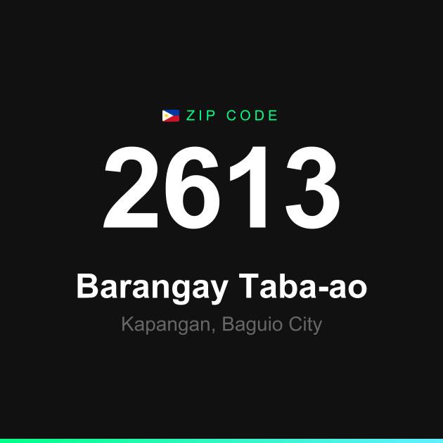 Shareable ZIP code 2613 card for Barangay Taba-ao