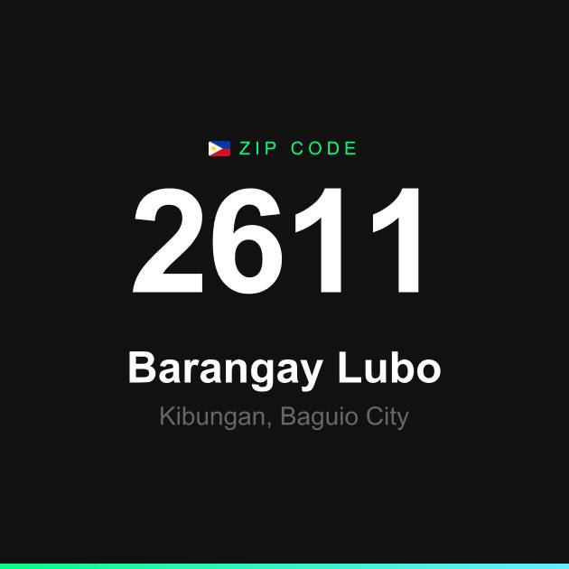 Shareable ZIP code 2611 card for Barangay Lubo