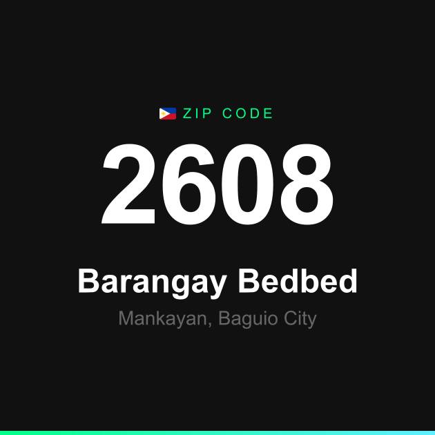 Shareable ZIP code 2608 card for Barangay Bedbed