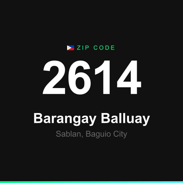 Shareable ZIP code 2614 card for Barangay Balluay