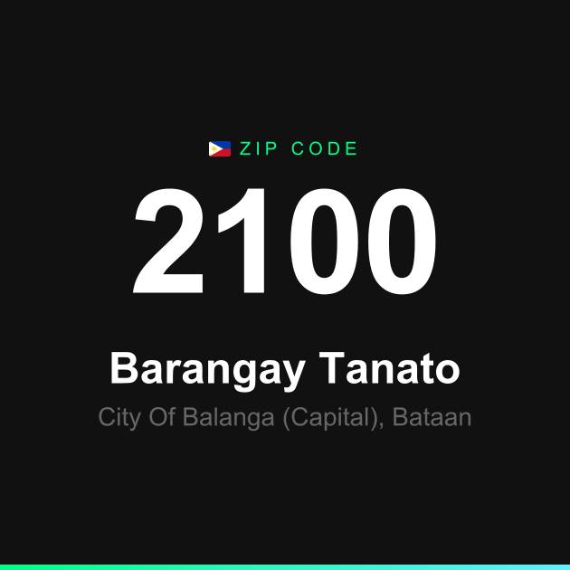 Shareable ZIP code 2100 card for Barangay Tanato