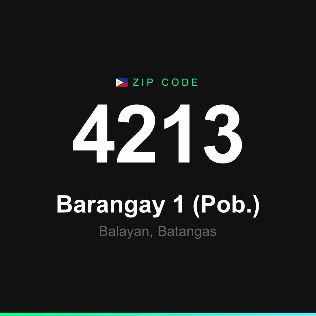 Shareable ZIP code 4213 card for Barangay 1 (Pob.)