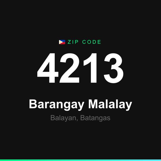 Shareable ZIP code 4213 card for Barangay Malalay