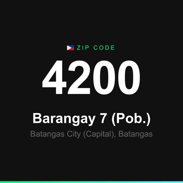 Shareable ZIP code 4200 card for Barangay 7 (Pob.)