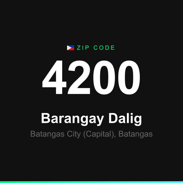 Shareable ZIP code 4200 card for Barangay Dalig