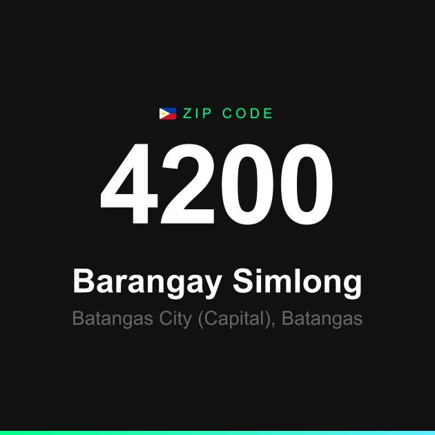 Shareable ZIP code 4200 card for Barangay Simlong
