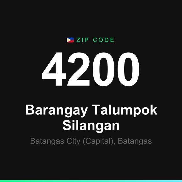Shareable ZIP code 4200 card for Barangay Talumpok Silangan
