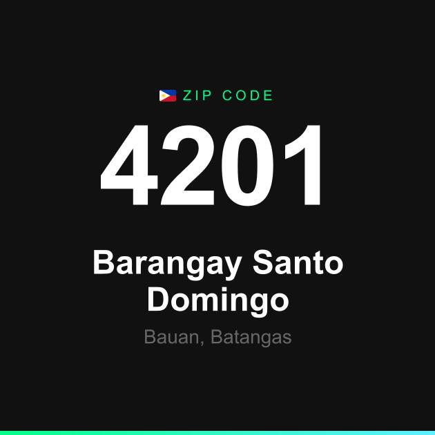 Shareable ZIP code 4201 card for Barangay Santo Domingo