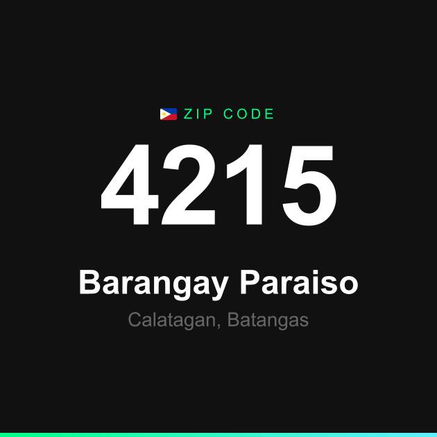 Shareable ZIP code 4215 card for Barangay Paraiso