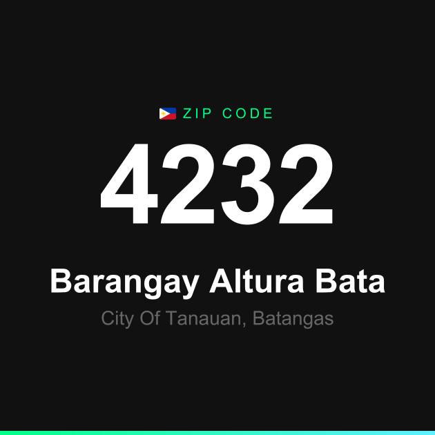 Shareable ZIP code 4232 card for Barangay Altura Bata