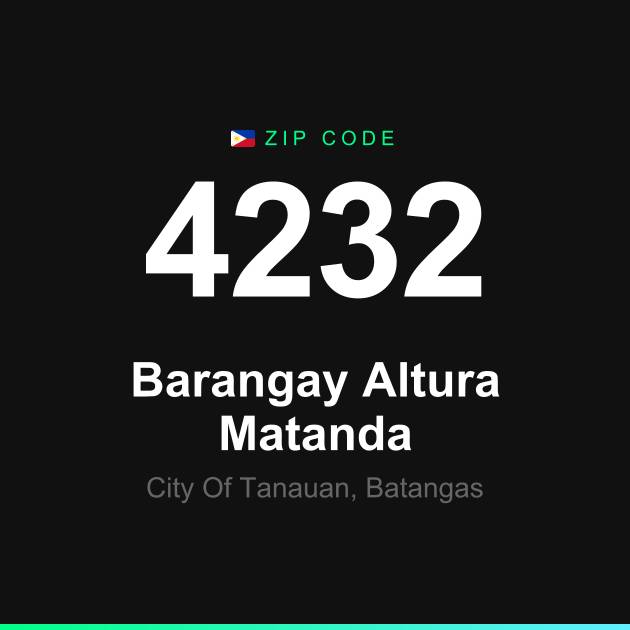Shareable ZIP code 4232 card for Barangay Altura Matanda