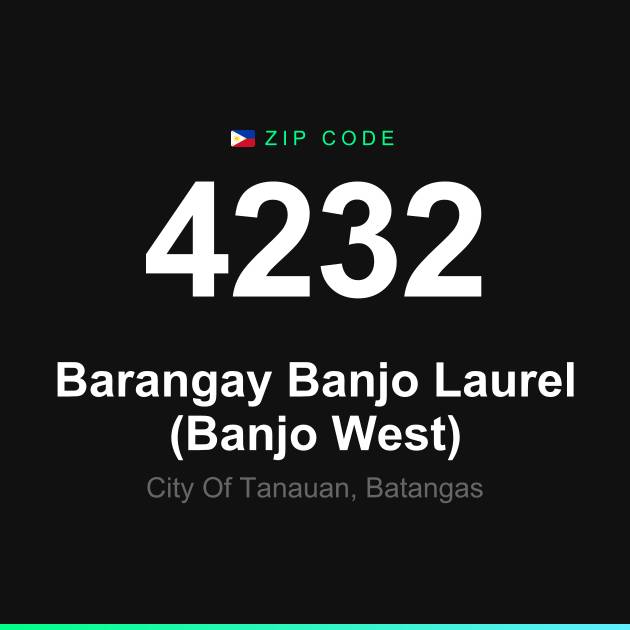 Shareable ZIP code 4232 card for Barangay Banjo Laurel (Banjo West)