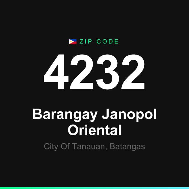 Shareable ZIP code 4232 card for Barangay Janopol Oriental