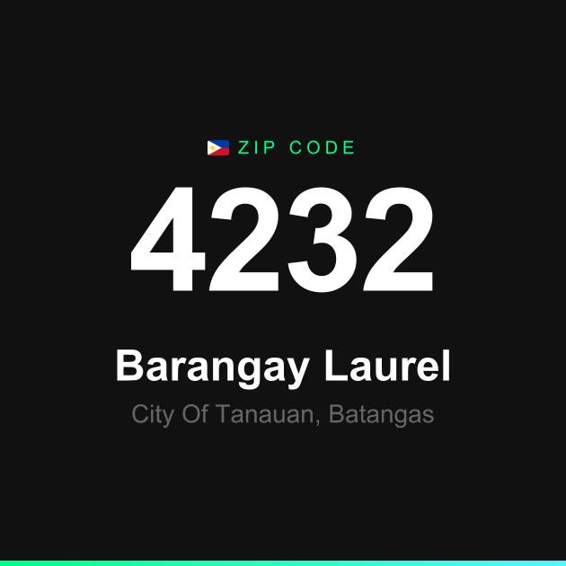 Shareable ZIP code 4232 card for Barangay Laurel