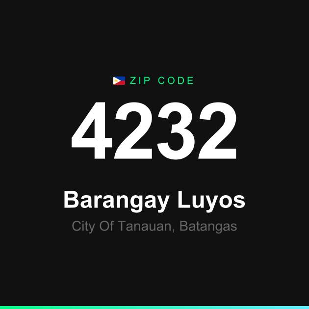 Shareable ZIP code 4232 card for Barangay Luyos