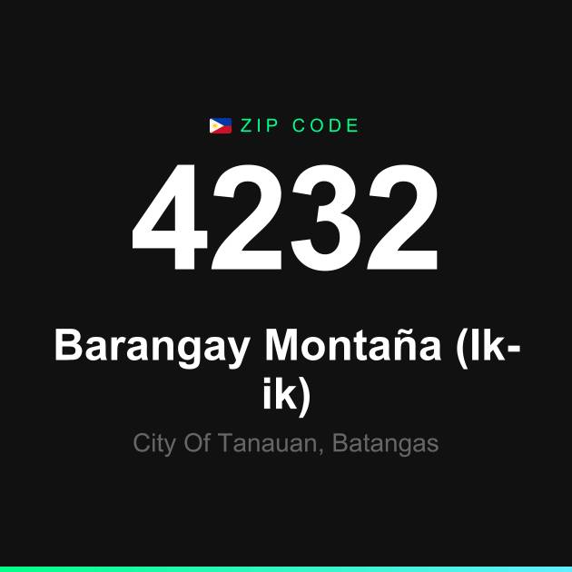 Shareable ZIP code 4232 card for Barangay Montaña (Ik-ik)