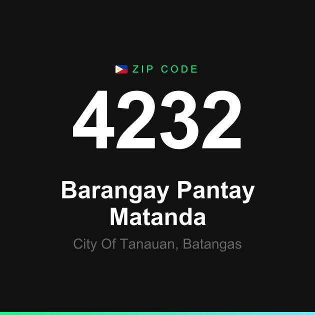 Shareable ZIP code 4232 card for Barangay Pantay Matanda