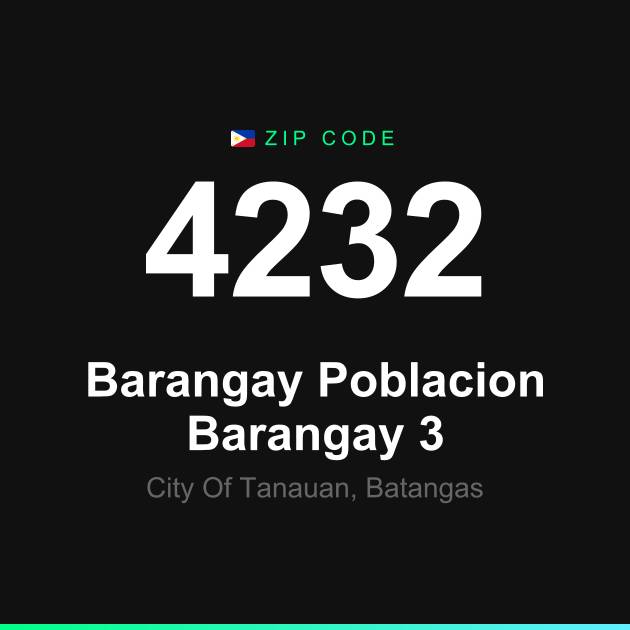 Shareable ZIP code 4232 card for Barangay Poblacion Barangay 3