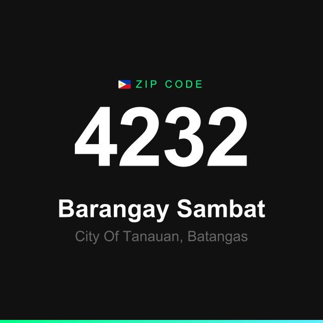 Shareable ZIP code 4232 card for Barangay Sambat