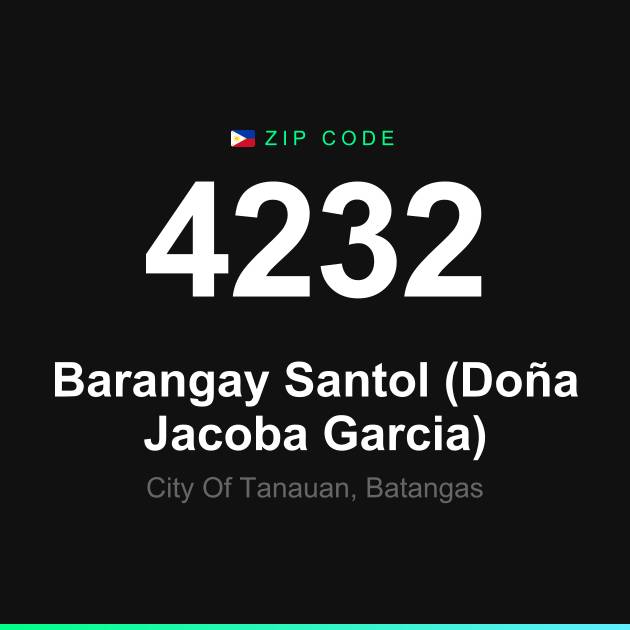 Shareable ZIP code 4232 card for Barangay Santol (Doña Jacoba Garcia)