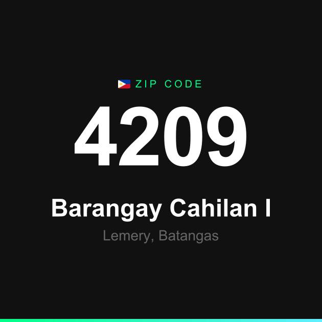 Shareable ZIP code 4209 card for Barangay Cahilan I
