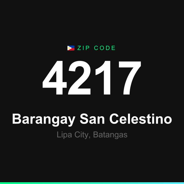 Shareable ZIP code 4217 card for Barangay San Celestino
