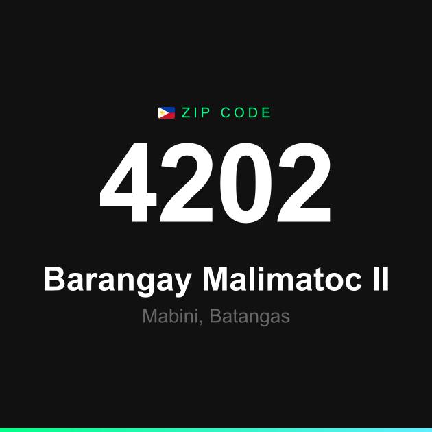 Shareable ZIP code 4202 card for Barangay Malimatoc II
