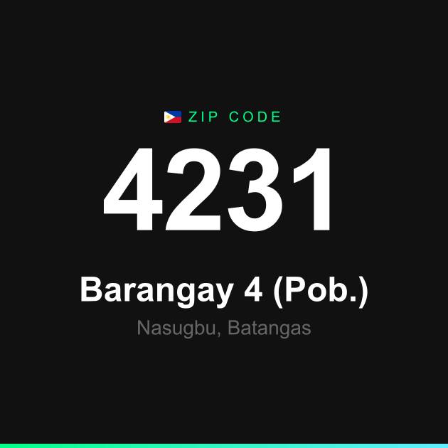 Shareable ZIP code 4231 card for Barangay 4 (Pob.)