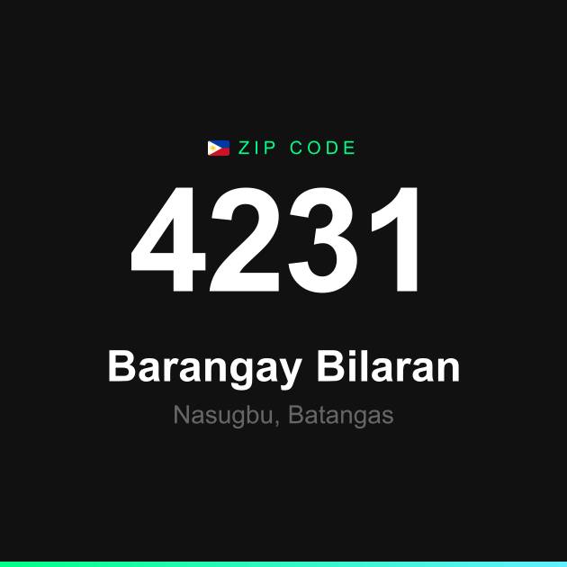 Shareable ZIP code 4231 card for Barangay Bilaran