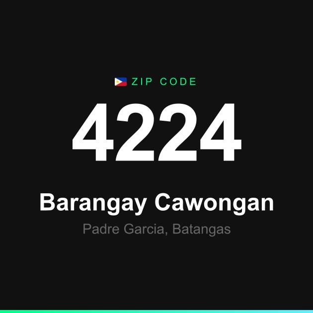 Shareable ZIP code 4224 card for Barangay Cawongan