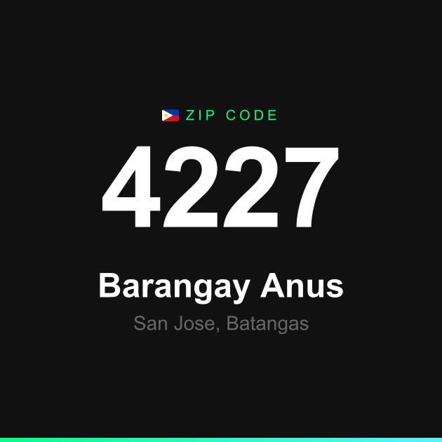 Shareable ZIP code 4227 card for Barangay Anus