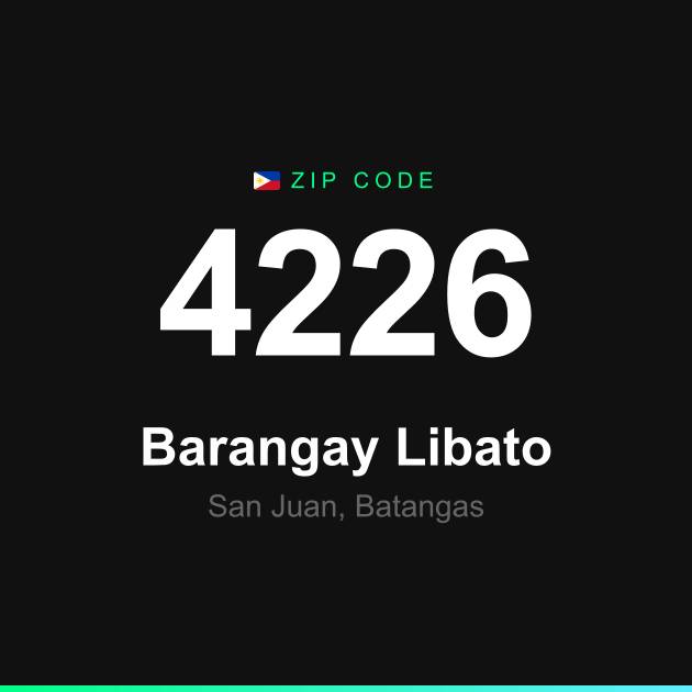 Shareable ZIP code 4226 card for Barangay Libato