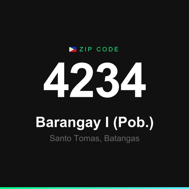 Shareable ZIP code 4234 card for Barangay I (Pob.)