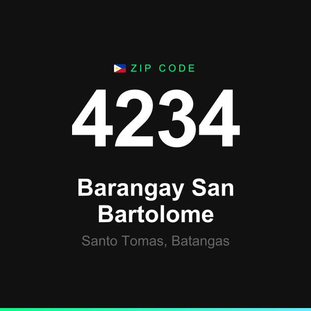 Shareable ZIP code 4234 card for Barangay San Bartolome